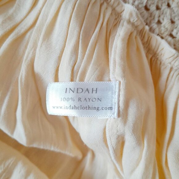 INDAH by Revolve Tunic Boho Look Dress w/ V-neck Crochet Trim Dress sz: S - Picture 10 of 12